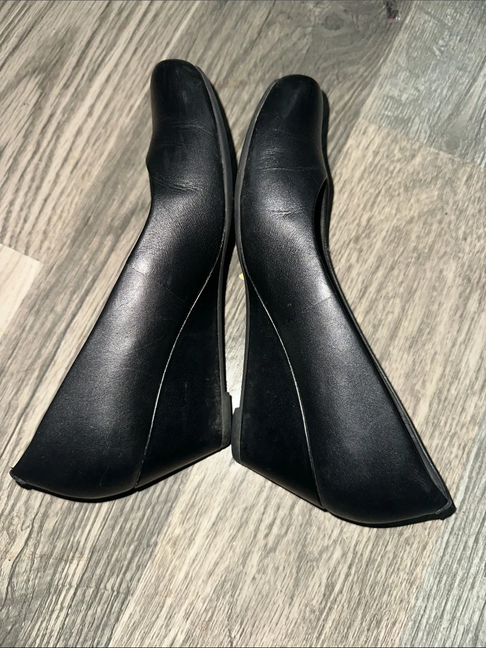 Clarks collection‎ Flores Tulip Wedge Pump Black Leather womens size 8